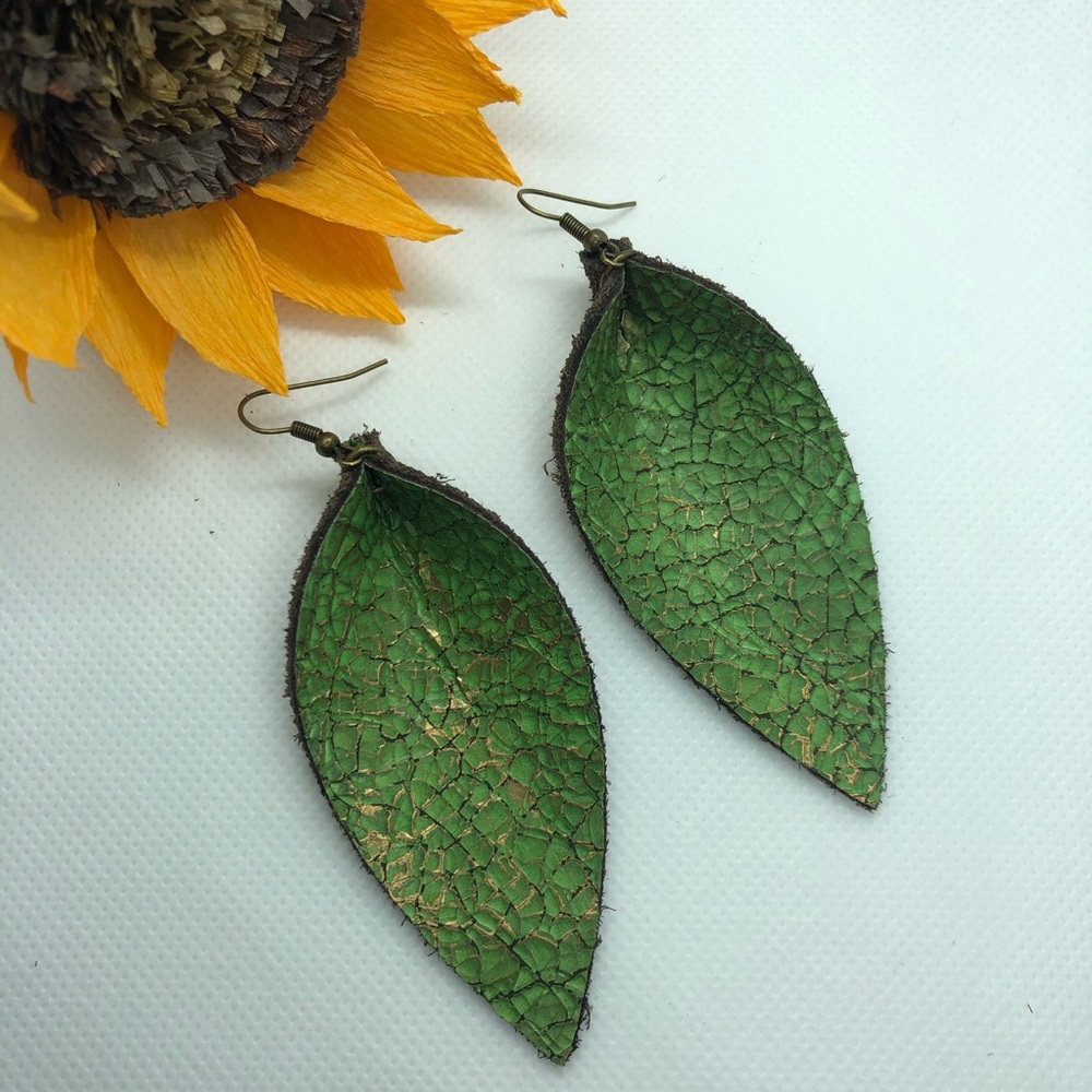 Crackle Embossed Leather Earrings
